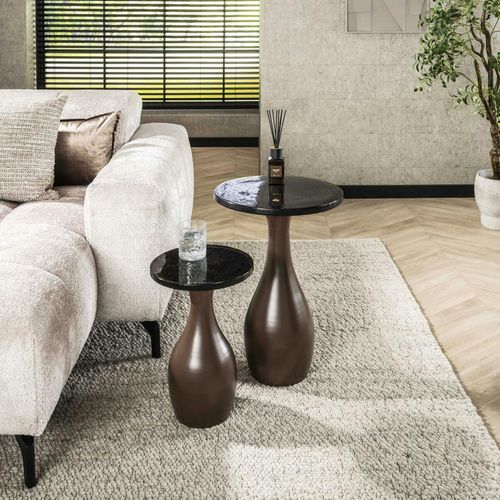 Table D’appoint En Verre – Cuivre Antique, 60 Cm Laguna