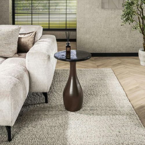 Table D’appoint En Verre – Cuivre Antique, 60 Cm Laguna