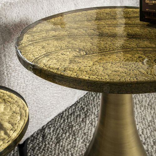 Table D’appoint En Verre – Antique Dorée, 45 Cm Laguna