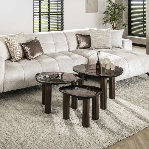 Table Basse Verre – Finition Cuivre Antique, 40 Cm Laguna