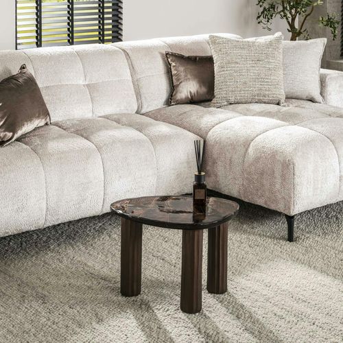 Table Basse Verre – Finition Cuivre Antique, 35 Cm Laguna