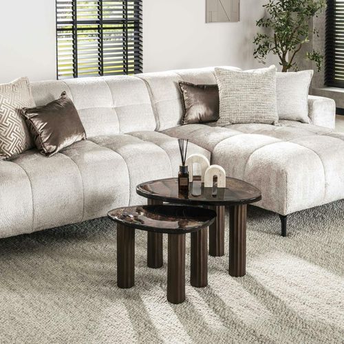 Table Basse Verre – Finition Cuivre Antique, 35 Cm Laguna