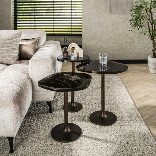 Bout De Canapé Verre – Finition Cuivre Antique, 50 Cm Laguna