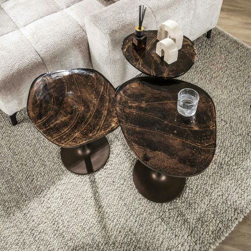 Bout De Canapé Verre – Finition Cuivre Antique, 50 Cm Laguna