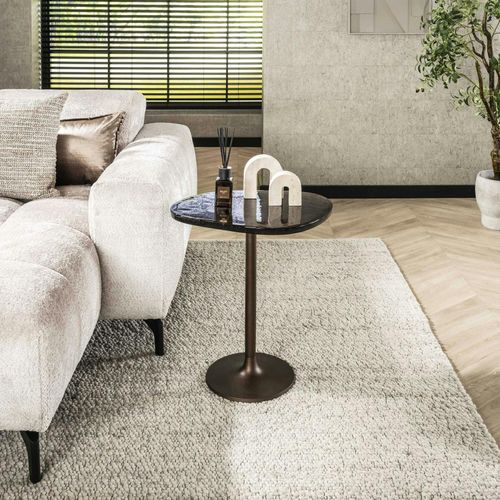 Bout De Canapé Verre – Finition Cuivre Antique, 55 Cm Laguna