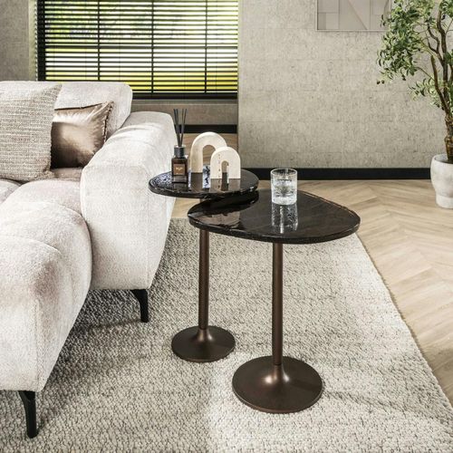 Bout De Canapé Verre – Finition Cuivre Antique, 55 Cm Laguna