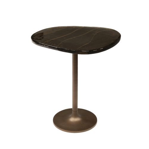 Bout De Canapé Verre – Finition Cuivre Antique, 55 Cm Laguna