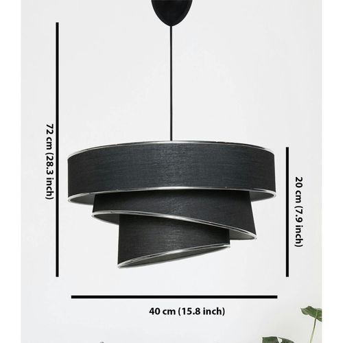 Suspension Design Noir Et Argent - Abat-jour Triple Zurich