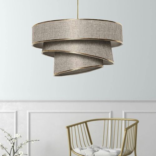 Suspension Salon Beige Chiné - Abat-jour Triple Zurich