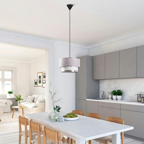 Suspension Moderne En Tissu - Gris Et Écru Zurich