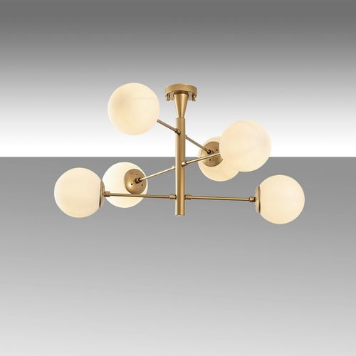 Suspension Salle à Manger - 6 Globes, Effet Laiton Sierre