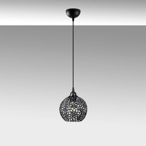 Suspension Noire Boule – Motif Floral, Ajourée Erzin