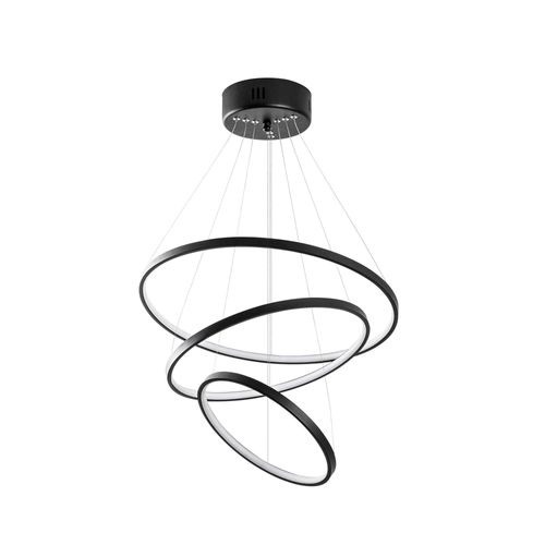 Suspension Design LED – Noire, 3 Anneaux Spirale Vieste