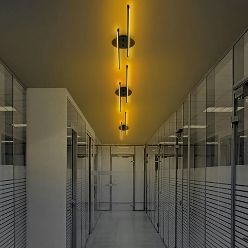 Plafonnier Design LED - 2 Barres Métal Noir Vieste