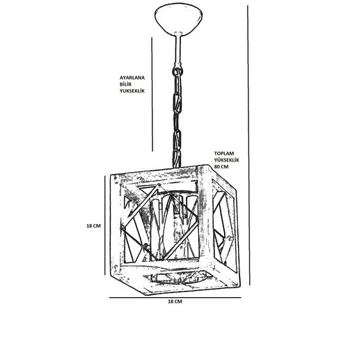 Suspension Industrielle Cube – Bois Et Métal Noir Camogli