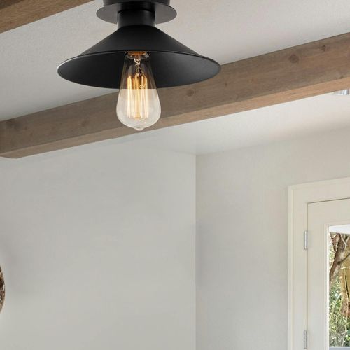 Plafonnier Vintage Noir - Métal, Forme Conique Urla