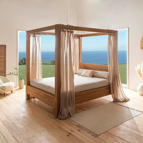 Lit Baldaquin Cadre 180x220 Cm En Bois – Style Naturel Verbier