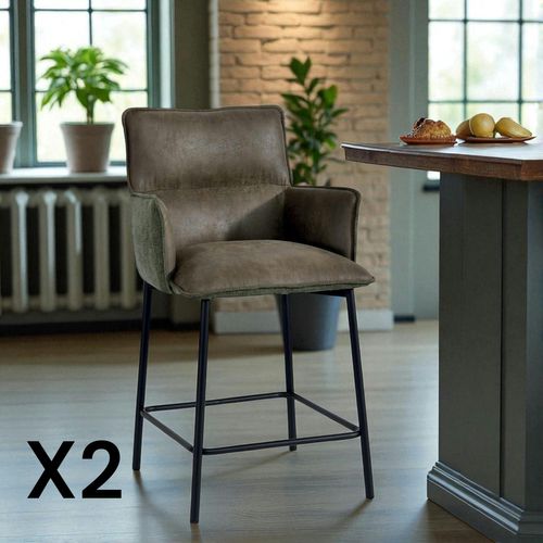 Tabouret De Bar Bi-matière Vert (lot De 2) Kerala