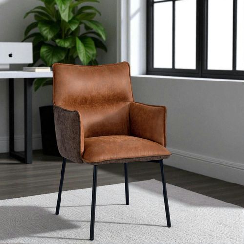 Chaise De Salle à Manger Bi-matière Marron (lot De 2) Kerala