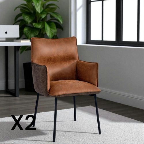 Chaise De Salle à Manger Bi-matière Marron (lot De 2) Kerala