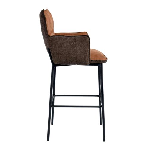 Tabouret Bar Bi-matière Marron Avec Dossier (lot De 2) Kerala