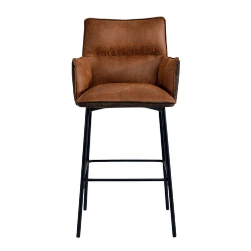 Tabouret Bar Bi-matière Marron Avec Dossier (lot De 2) Kerala