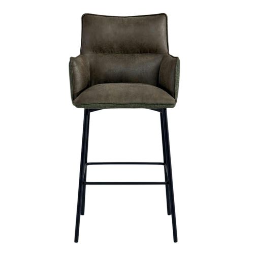 Tabouret Bar Bi-matière Vert Avec Dossier (lot De 2) Kerala