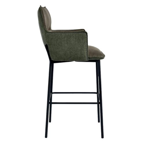 Tabouret Bar Bi-matière Vert Avec Dossier (lot De 2) Kerala