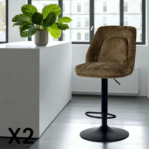 Tabouret Bar Réglable Marron Avec Dossier (lot De 2) Iena