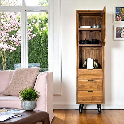 Bibliothèque En Bois De Teck Pieds Épingle Bombay