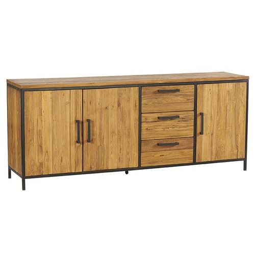 Buffet 3 Portes Teck Poignées Métal Pune