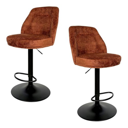 Tabouret Bar Réglable Rouille Avec Dossier (lot De 2) Iena