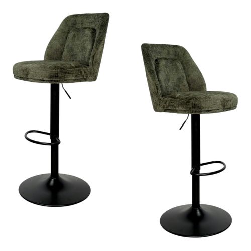 Tabouret Bar Réglable Vert Avec Dossier (lot De 2) Iena