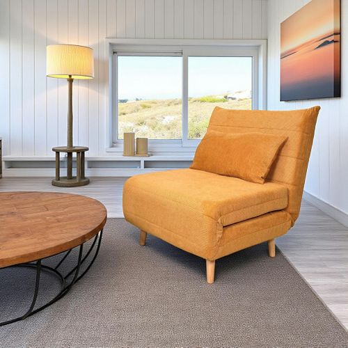 Fauteuil Convertible 1 Place Moutarde - Coussin Inclus Palau