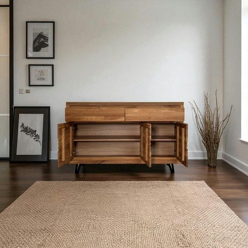 Buffet Bois Massif 3 Portes - Frise Décorative Roseto