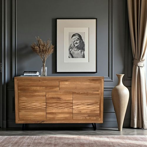 Buffet Bois Massif 3 Portes - Frise Décorative Roseto