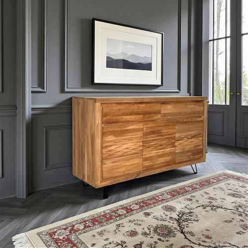 Buffet Bois Massif 3 Portes - Frise Décorative Roseto