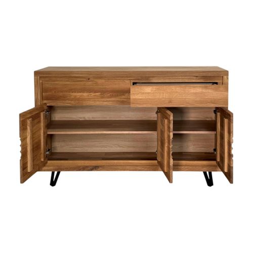 Buffet Bois Massif 3 Portes - Frise Décorative Roseto