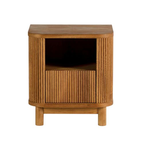 Table De Nuit En Bois - Motif Baguette, 1 Tiroir Iena