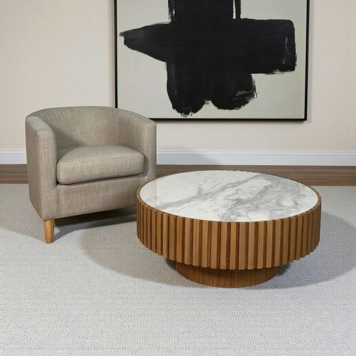 Table Basse Blanche - Plateau Céramique, Bords Crantés Lombardie