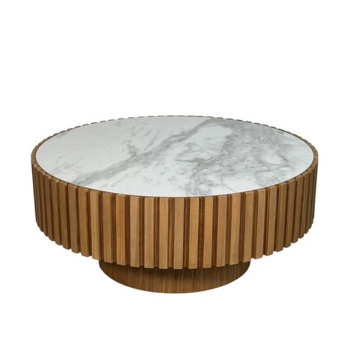 Table Basse Blanche - Plateau Céramique, Bords Crantés Lombardie