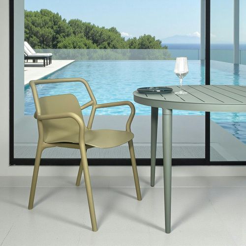 Chaise De Jardin Design Kaki, Empilable (lot De 2) Pineto