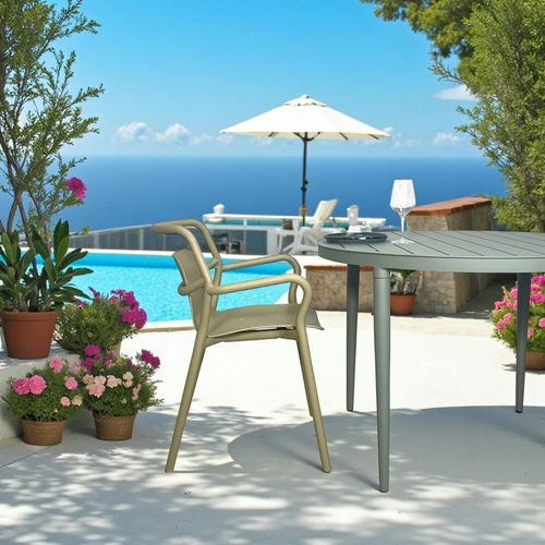 Chaise De Jardin Design Kaki, Empilable (lot De 2) Pineto