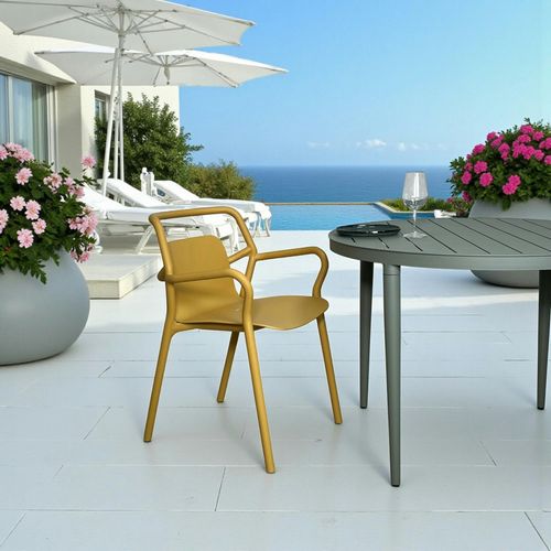 Chaise De Jardin Design Jaune, Empilable (lot De 2) Pineto