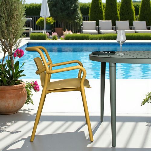 Chaise De Jardin Design Jaune, Empilable (lot De 2) Pineto