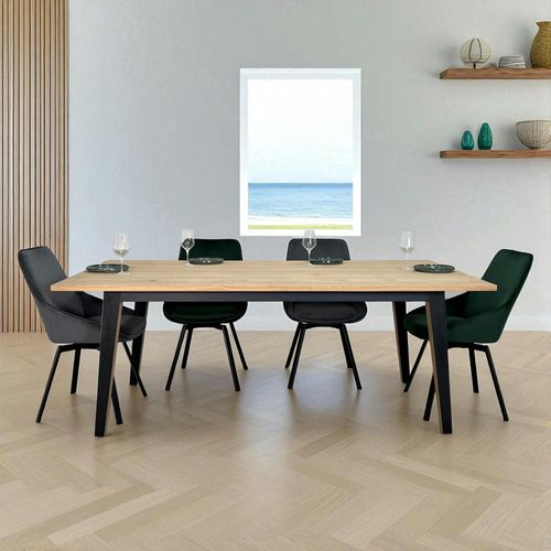 Table à Manger Moderne Bois Clair - Pieds Métal, 200 Cm Grado