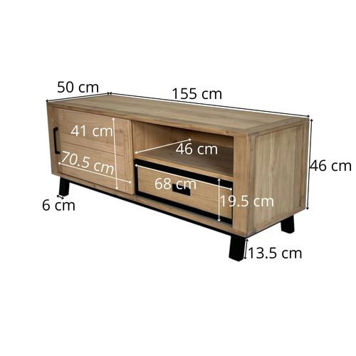 Meuble TV Moderne Avec Rangement - Bois Clair Chêne Grado