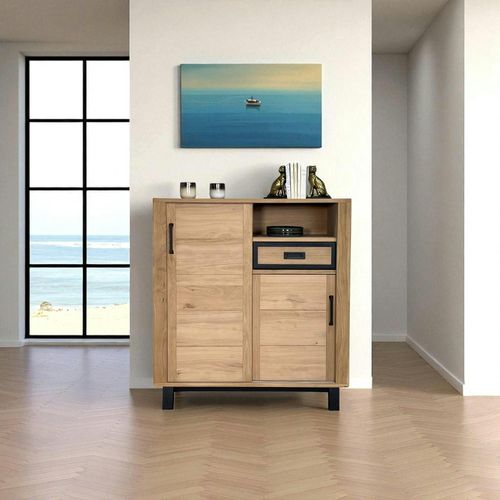 Buffet Haut Moderne En Bois Clair - 2 Portes, 1 Niche Grado