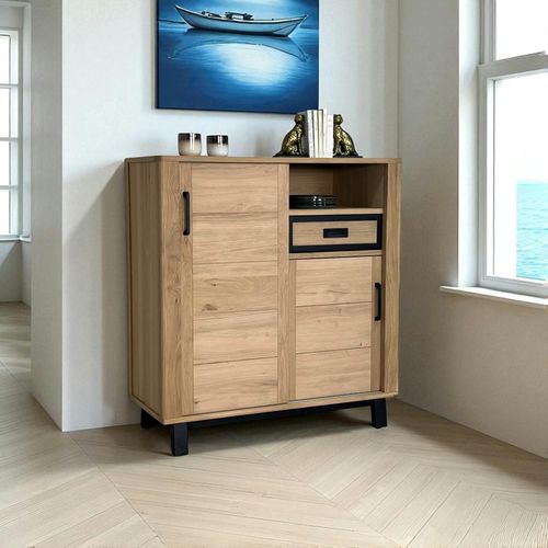 Buffet Haut Moderne En Bois Clair - 2 Portes, 1 Niche Grado