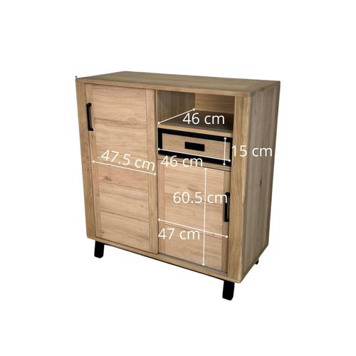 Buffet Haut Moderne En Bois Clair - 2 Portes, 1 Niche Grado
